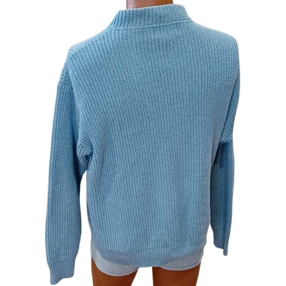 Vintage Binghamton Knitting Co Henley Sweater Light Blue Medium Made in USA - Picture 4 of 7
